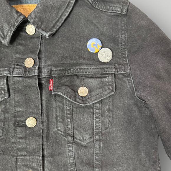 Levi's Women Slim Fit Original Trucker Jeans Jacket Inside Pockets Black sz S - Picture 4 of 12